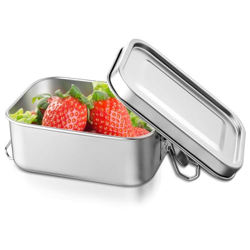TeamFar Stainless Steel Bento Box, 18.6oz/550ML Metal Small Bento Lunch Box Container, Kids Prep Food Container for Home/School/Travel, for Meal/Fruit/Snack, Leak-Proof & Dishwasher Safe | Amazon (US)