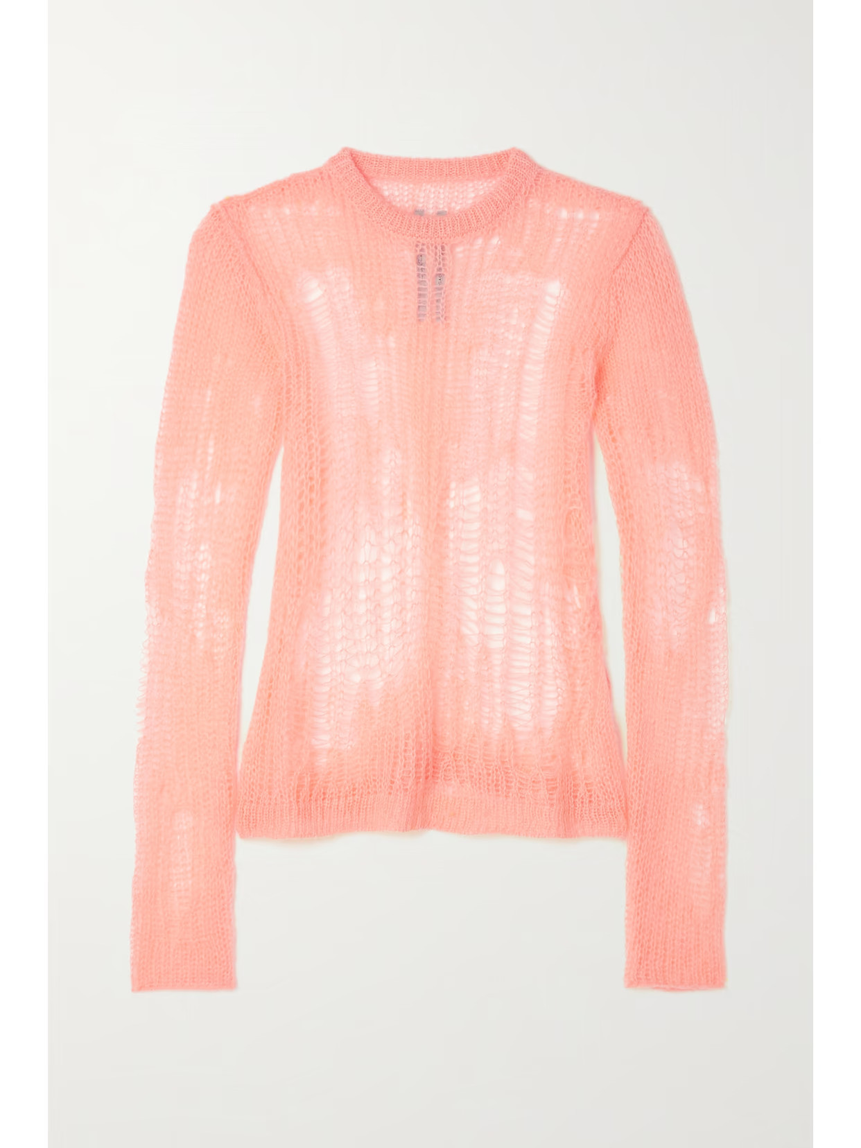 Rick Owens - Distressed Open-knit Sweater - Pink - small | NET-A-PORTER APAC