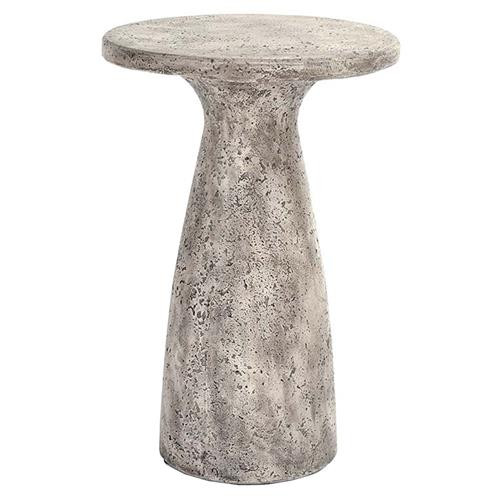 Eduard Industrial Loft Light Grey Concrete Round Outdoor Drink Side Table | Kathy Kuo Home