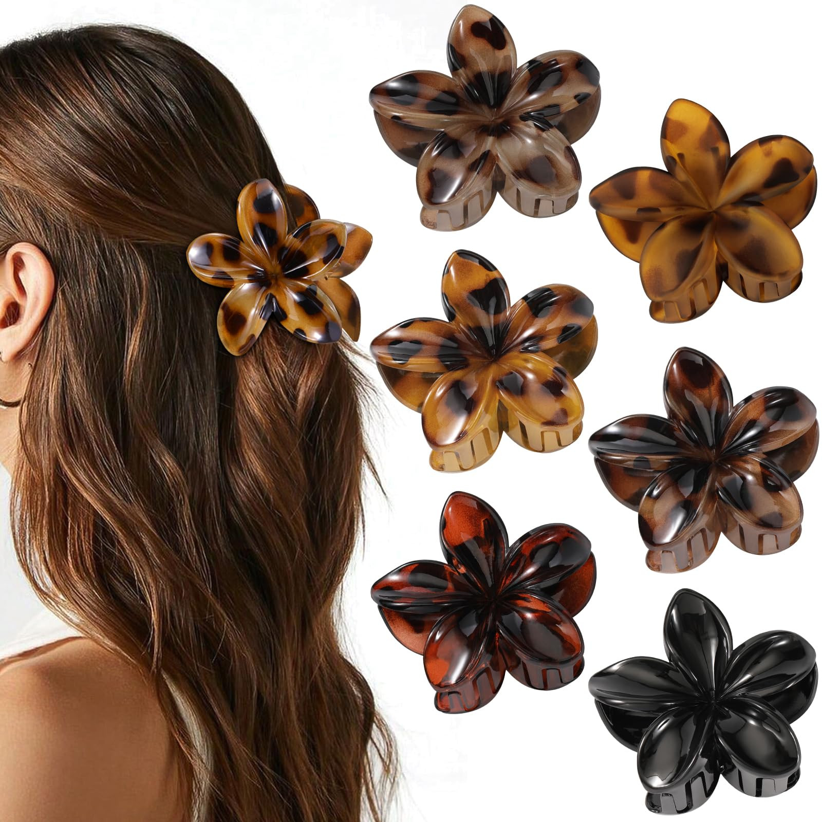 6 PCS Flower Hair Clips for Women, Hawaiian Flower Claw Clips for Thick Thin Hair, Cute Daisy Jaw... | Amazon (US)