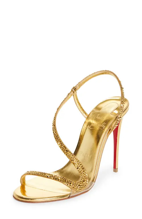 Christian Louboutin Rosalie Strass Slingback Sandal in Gold/Cry Aurum/Lin Gold at Nordstrom, Size 11 | Nordstrom