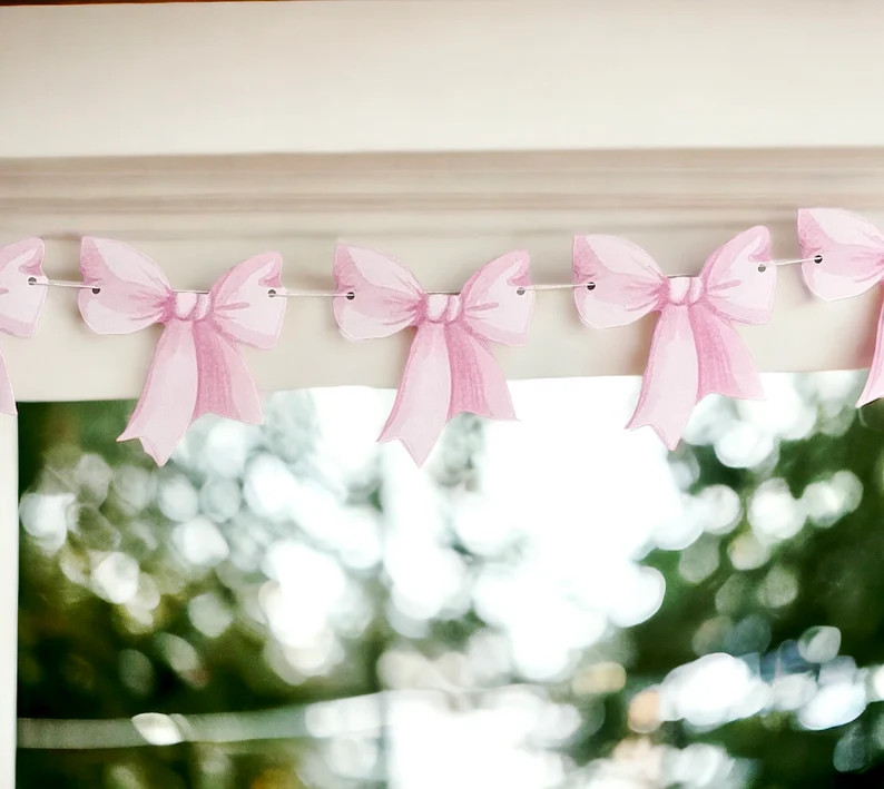 Pink Bow Garland, Bow Banner, Shower Decoration, Bow Party Decor, Coquette Decoration - Etsy | Etsy (US)