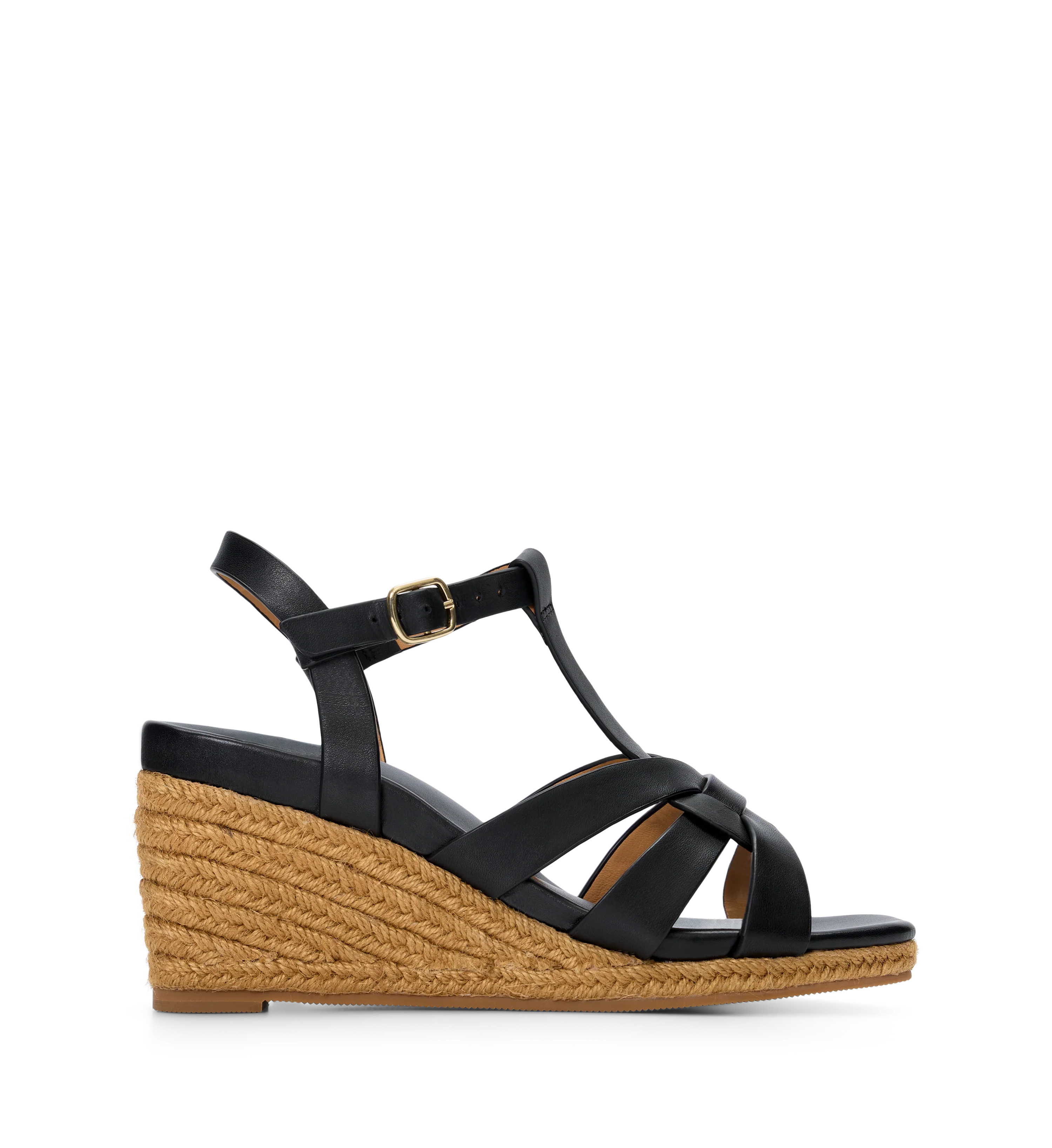 Aythya Black Leather Wedges | Bared Footwear | Bared Footwear