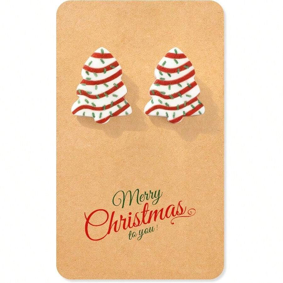 Christmas Earrings For Women Cute Xmas Tree Cake Earrings Holiday Jewelry Stocking Stuffers 2025 ... | SHEIN