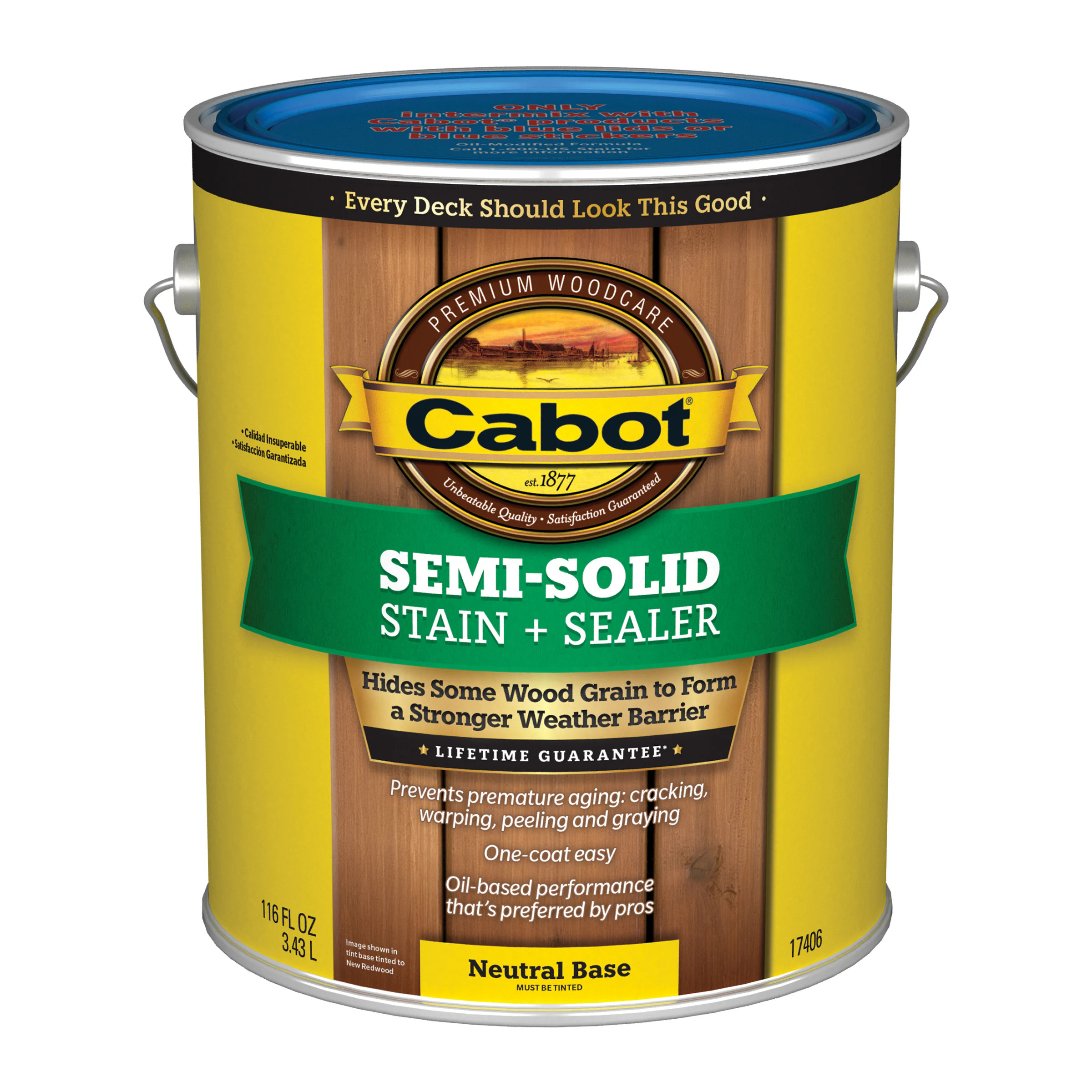 Cabot  Tintable Neutral Base Semi-solid Exterior Wood Stain and Sealer in One ( 1-gallon ) | Lowe's