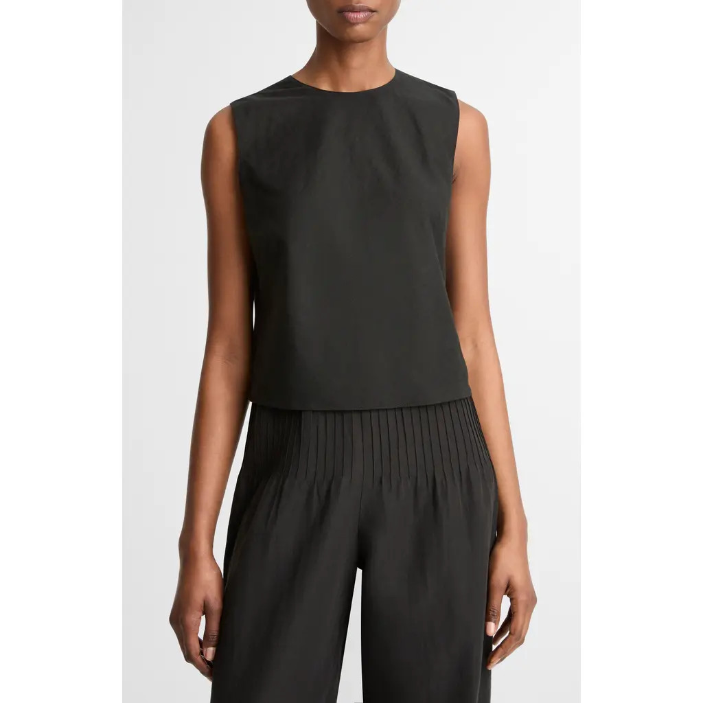 Vince Sleeveless Crop Cotton & Modal Top in Black at Nordstrom, Size Xx-Small | Nordstrom