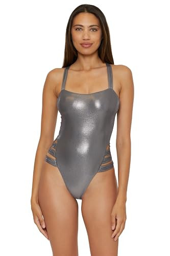 BECCA Liquid Metal - Women's One Piece Swimsuit, Adjustable, Bathing Suits for Women, Steel, Small | Amazon (US)