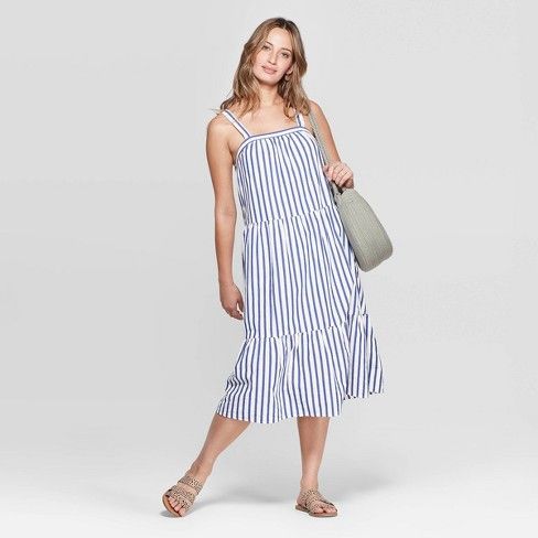 Women's Sleeveless  U-Neck Midi Tiered Dress - Universal Thread™ Blue | Target