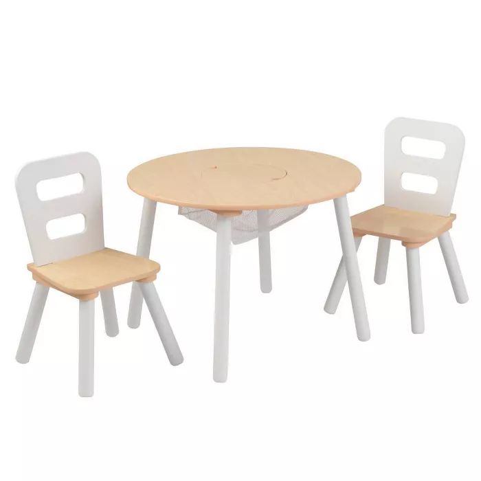 Round Table and 2 Chair Set White/Natural - KidKraft | Target