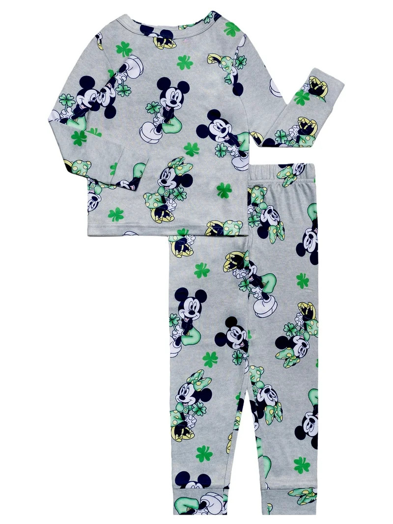 Mickey Mouse Girls 2- Piece St Patricks Day Long Sleeve and Pant Pajama Set, Sizes 4-10 | Walmart (US)