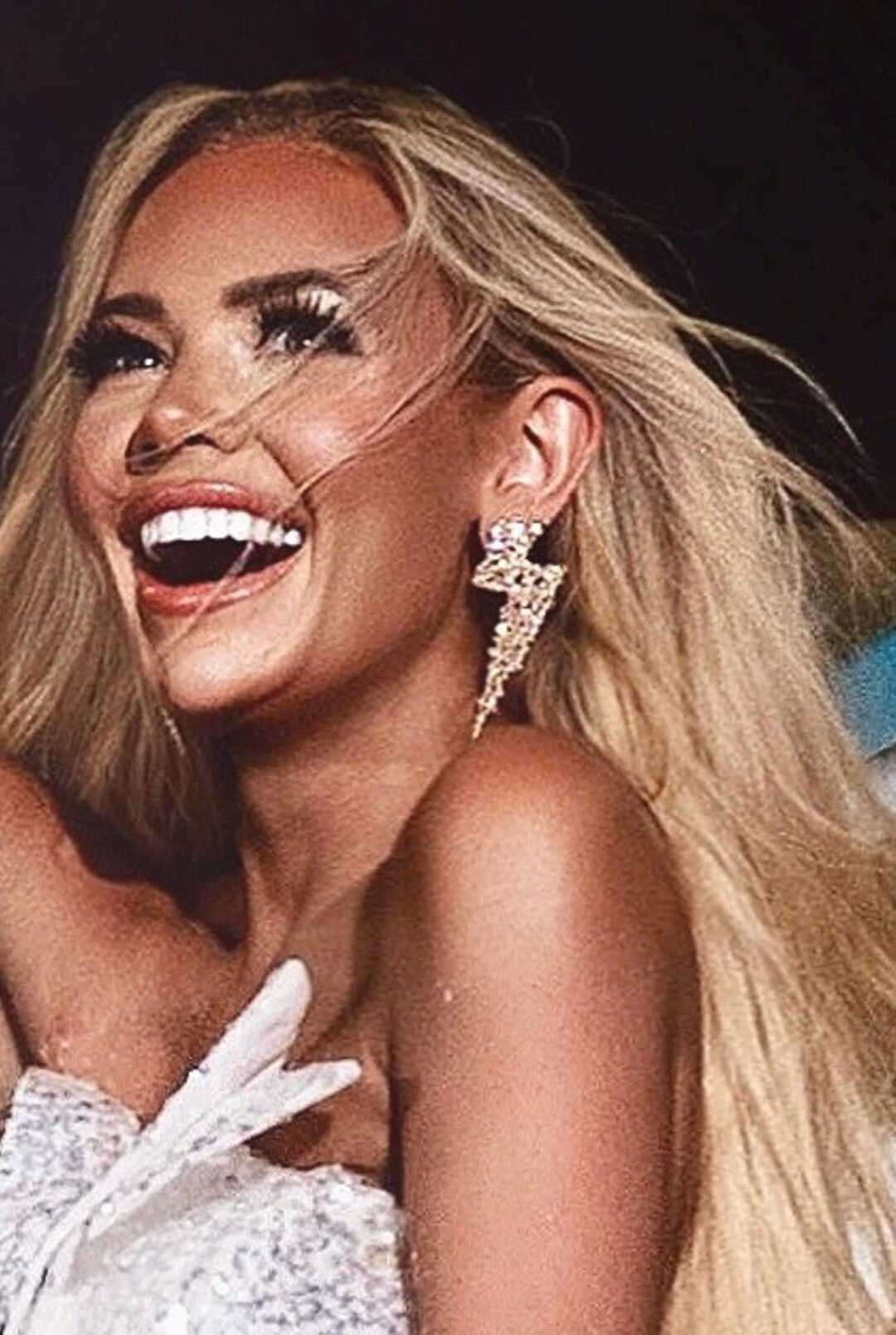 Lightning Bolt Rhinestone Earrings - Etsy | Etsy (US)