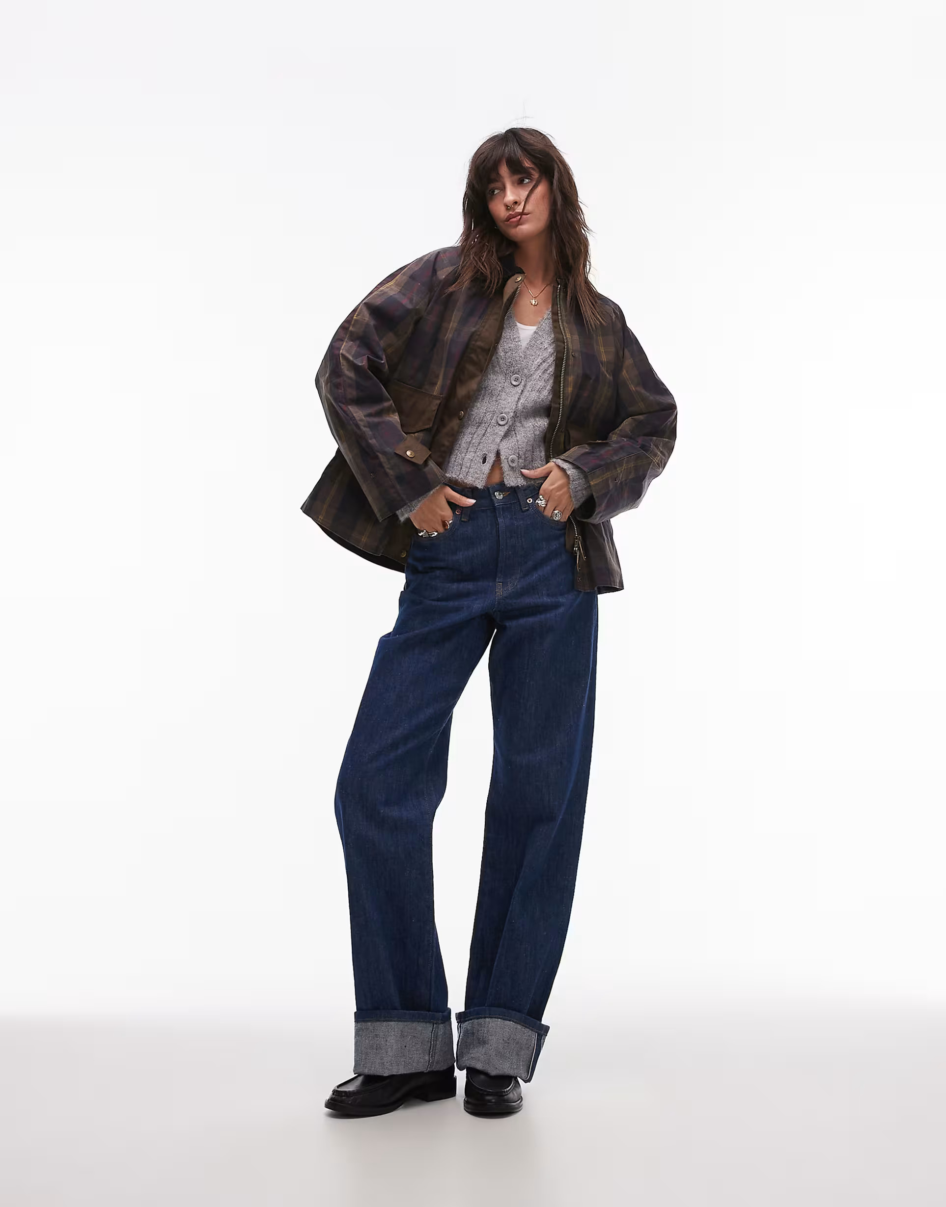 Mango check detail parka jacket in brown | ASOS (Global)