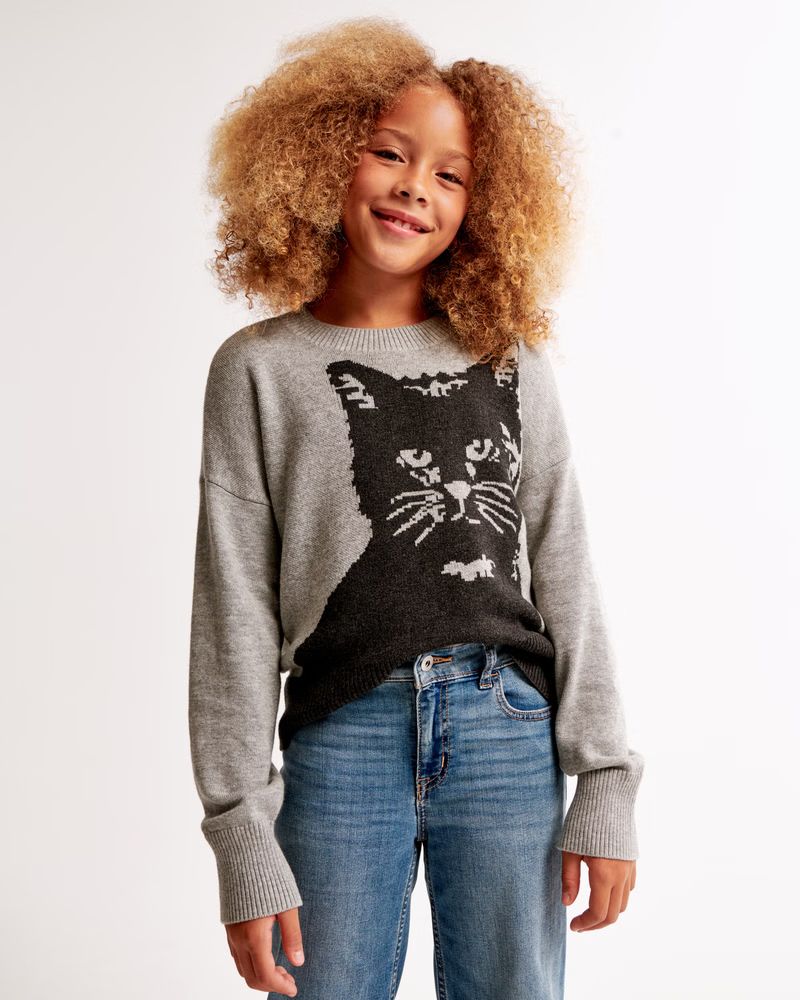 cat graphic crew sweater | Abercrombie & Fitch (US)