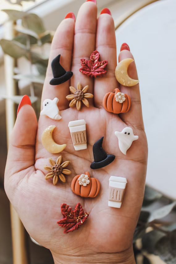 Fall Studs | Sunflower, maple leaf, pumpkin, Halloween, latte, coffee cup, Moon witch hat earring... | Etsy (US)