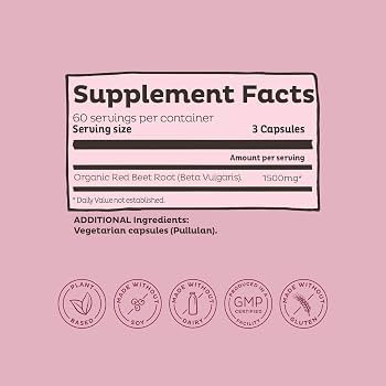 KOS Organic Beet Root Capsules 1500mg - Natural Nitric Oxide Booster Superfood Powder - Supports ... | Amazon (US)