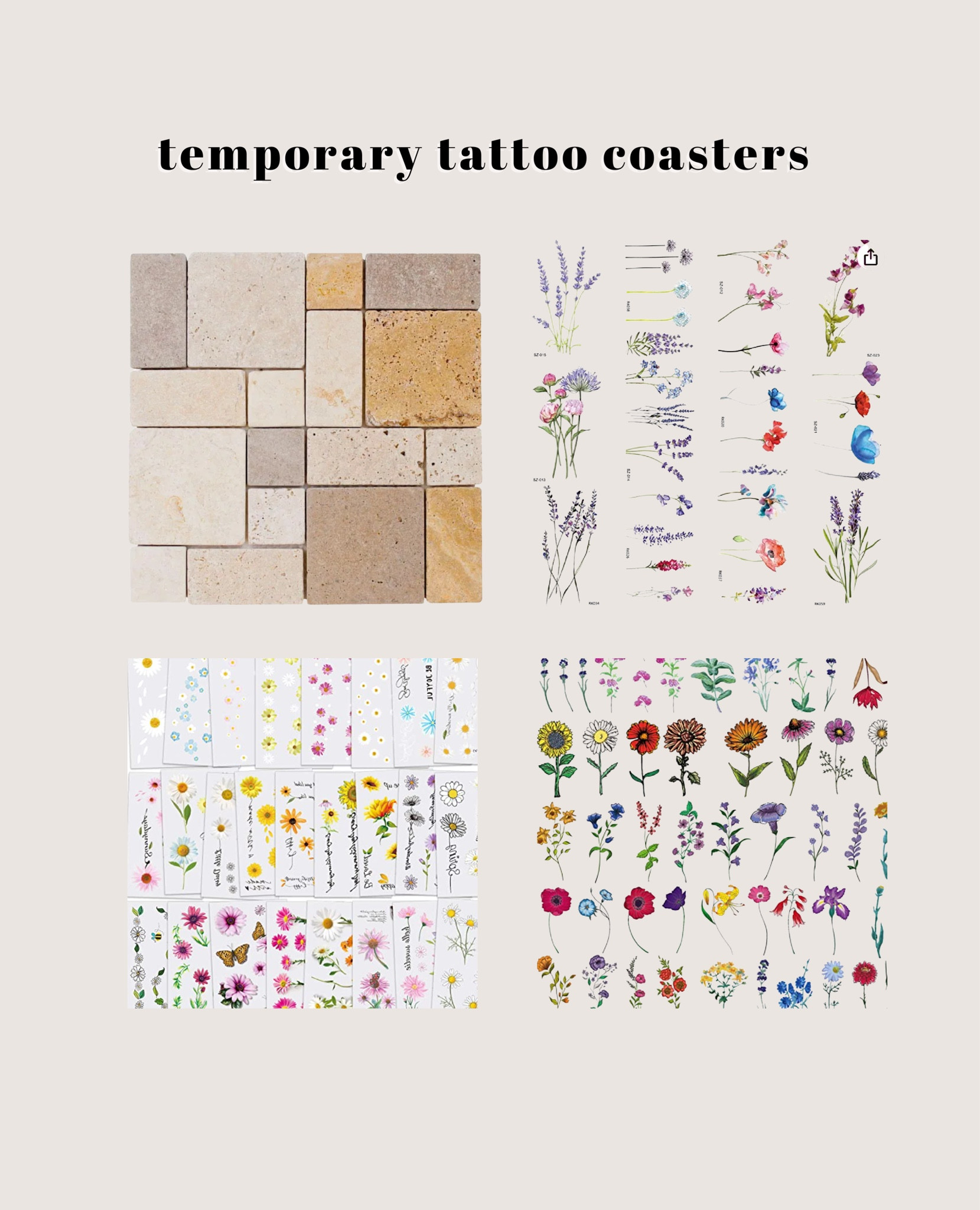 All the supplies you’ll need to make temporary tattoo coasters. 

#LTKunder50 #LTKhome #LTKFind