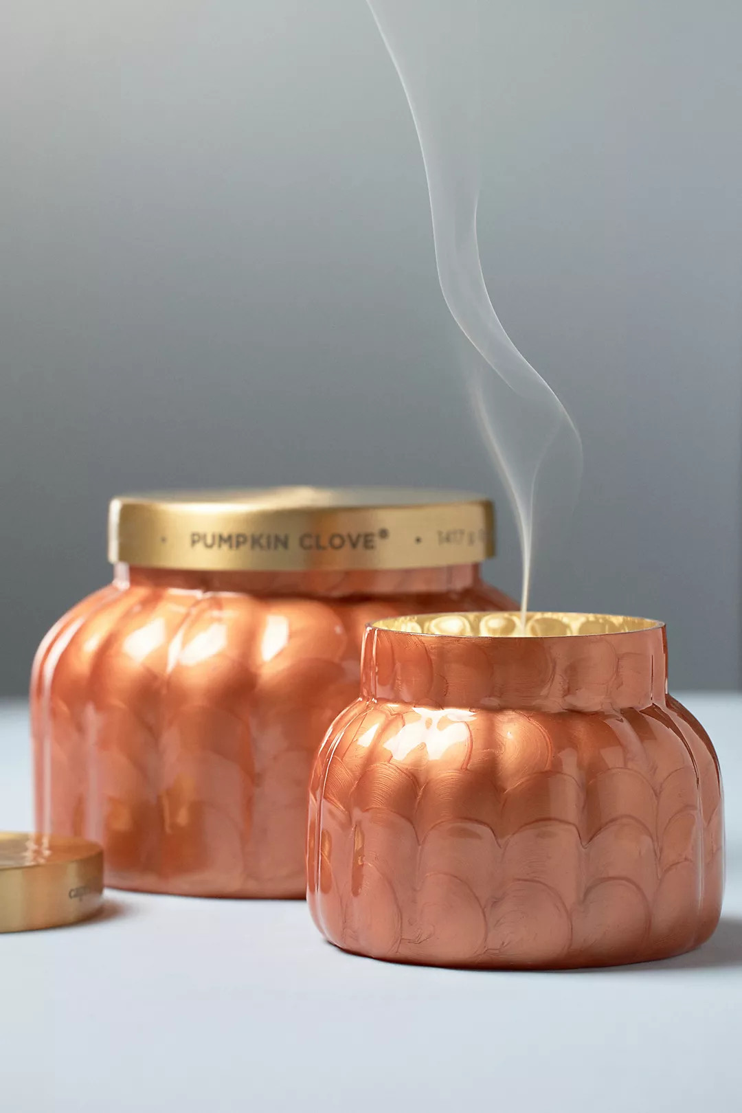 Capri Blue Pumpkin Clove Ribbed Orange Capiz Jar Candle | Anthropologie (US)