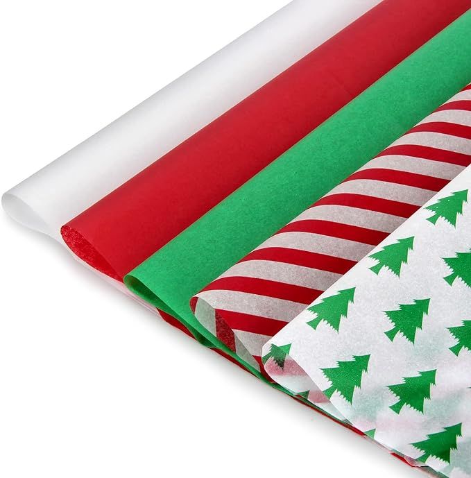 Blisstime Christmas Tissue Paper Gift Wrapping Paper, 200 Sheets, 13.5" X 19.5", White, Red, Gree... | Amazon (US)