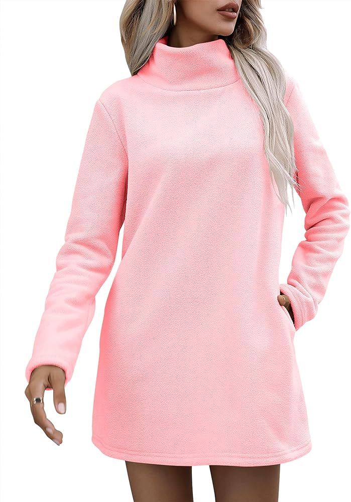 ANRABESS Womens Turtleneck Long Sleeve Casual Lightweight Oversized Solid Fleece Pullover Sweatsh... | Amazon (US)