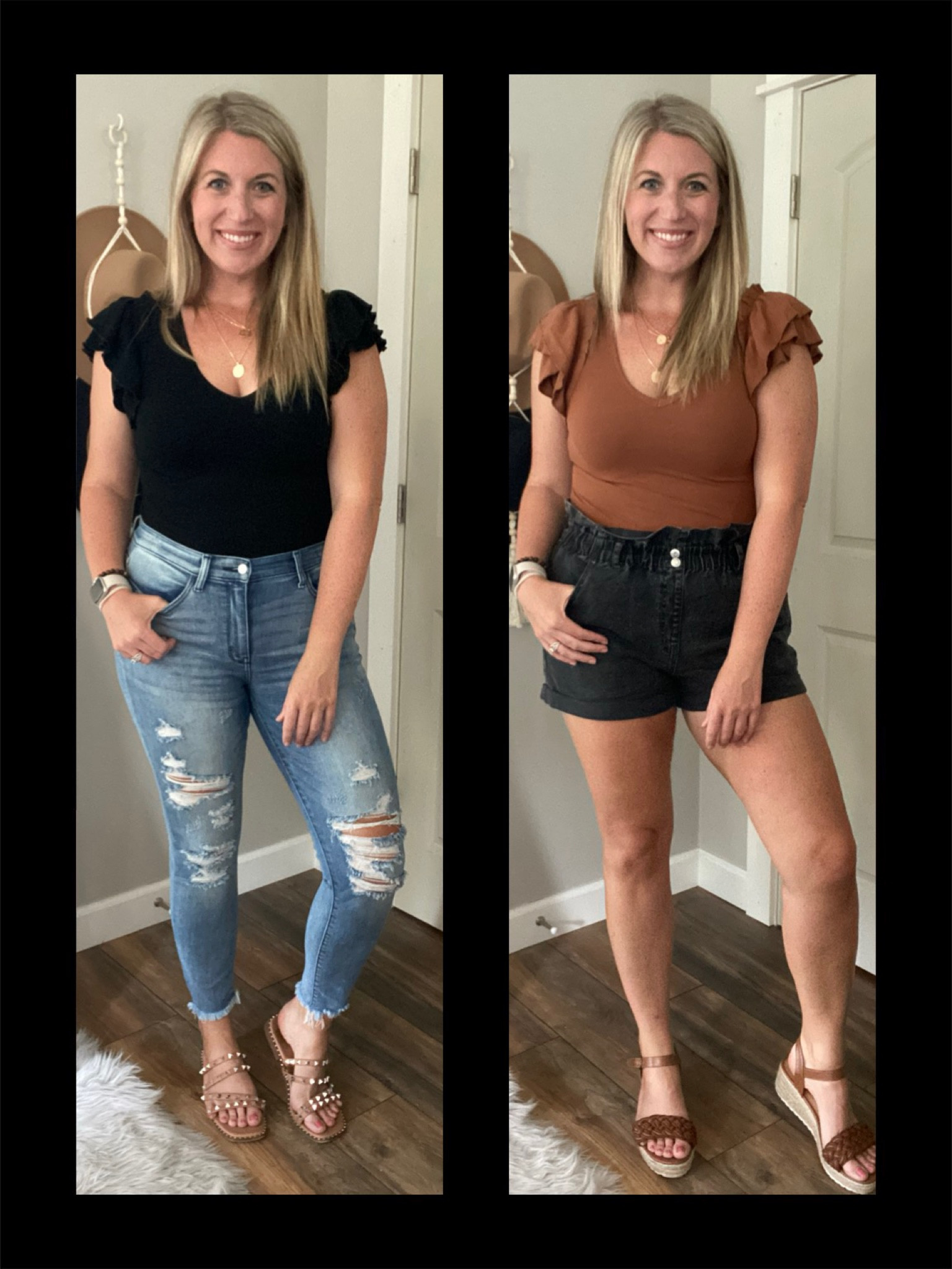 8/15: Amazon Ribbed Ruffle Sleeve Bodysuit