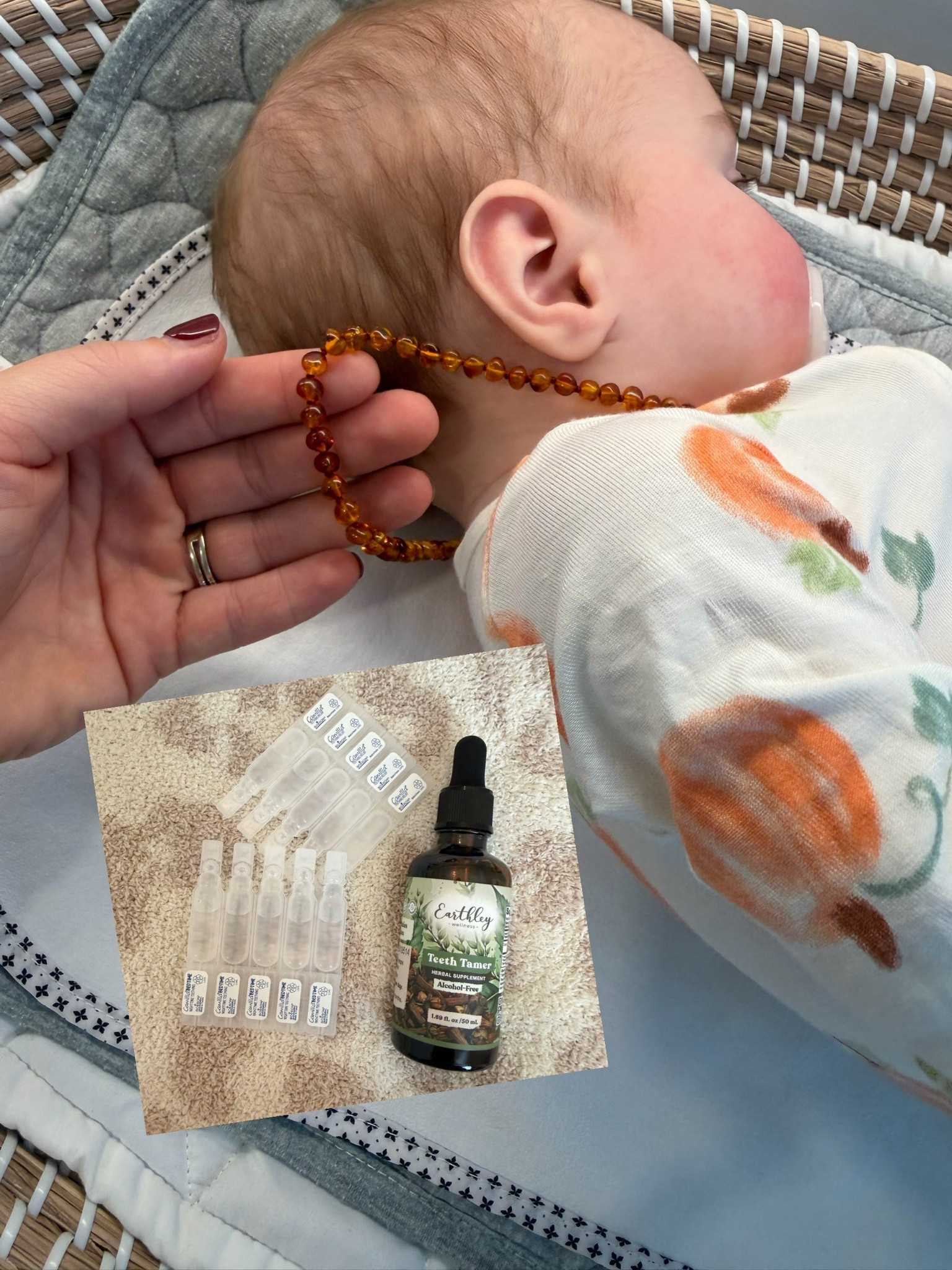 Best for teething other then cold chew toys and cold rag….real Amber necklace, teeth oil and oral