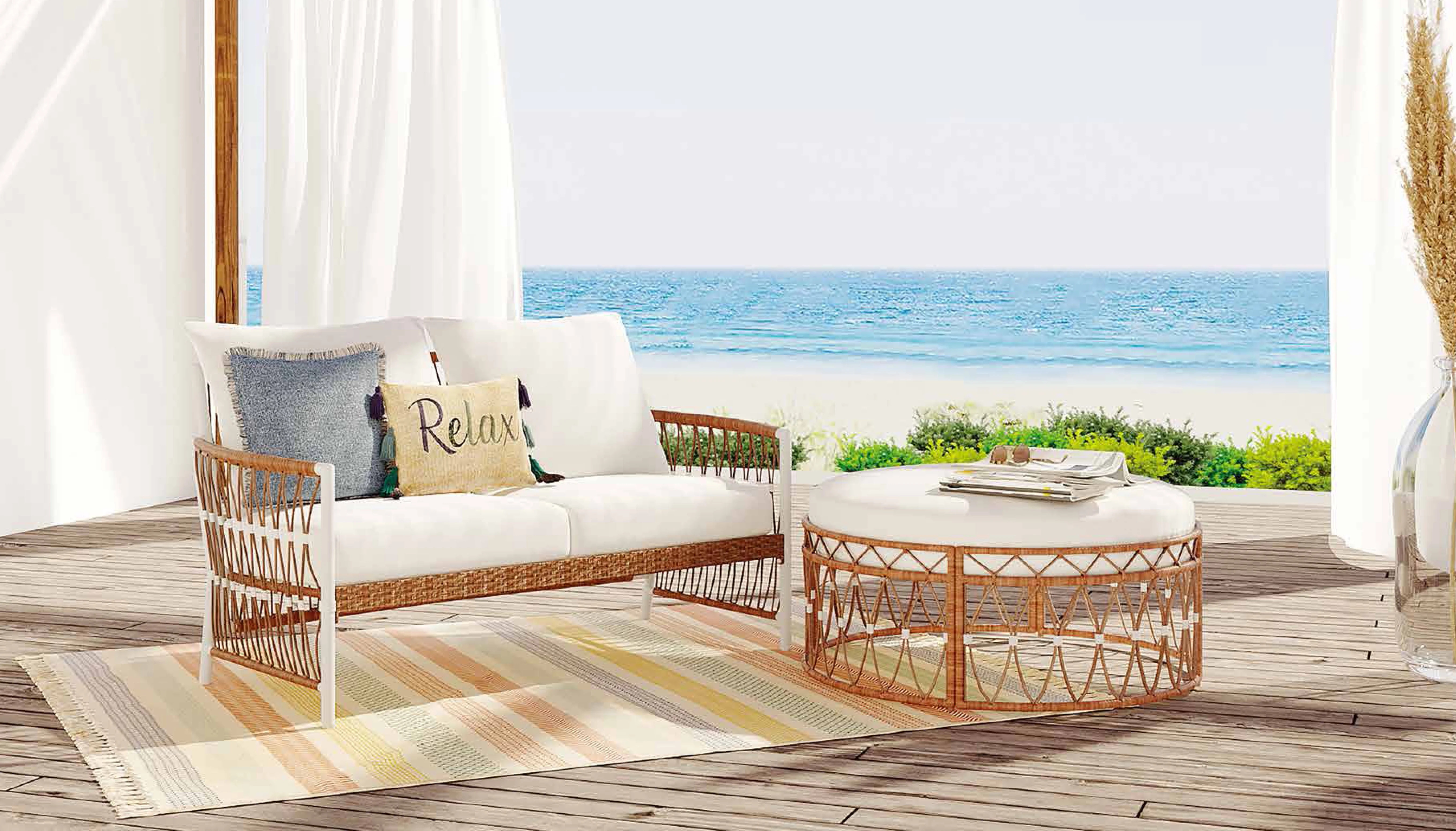 Better Homes & Gardens Lilah 2-Piece Outdoor Wicker Loveseat and Ottoman, White | Walmart (US)