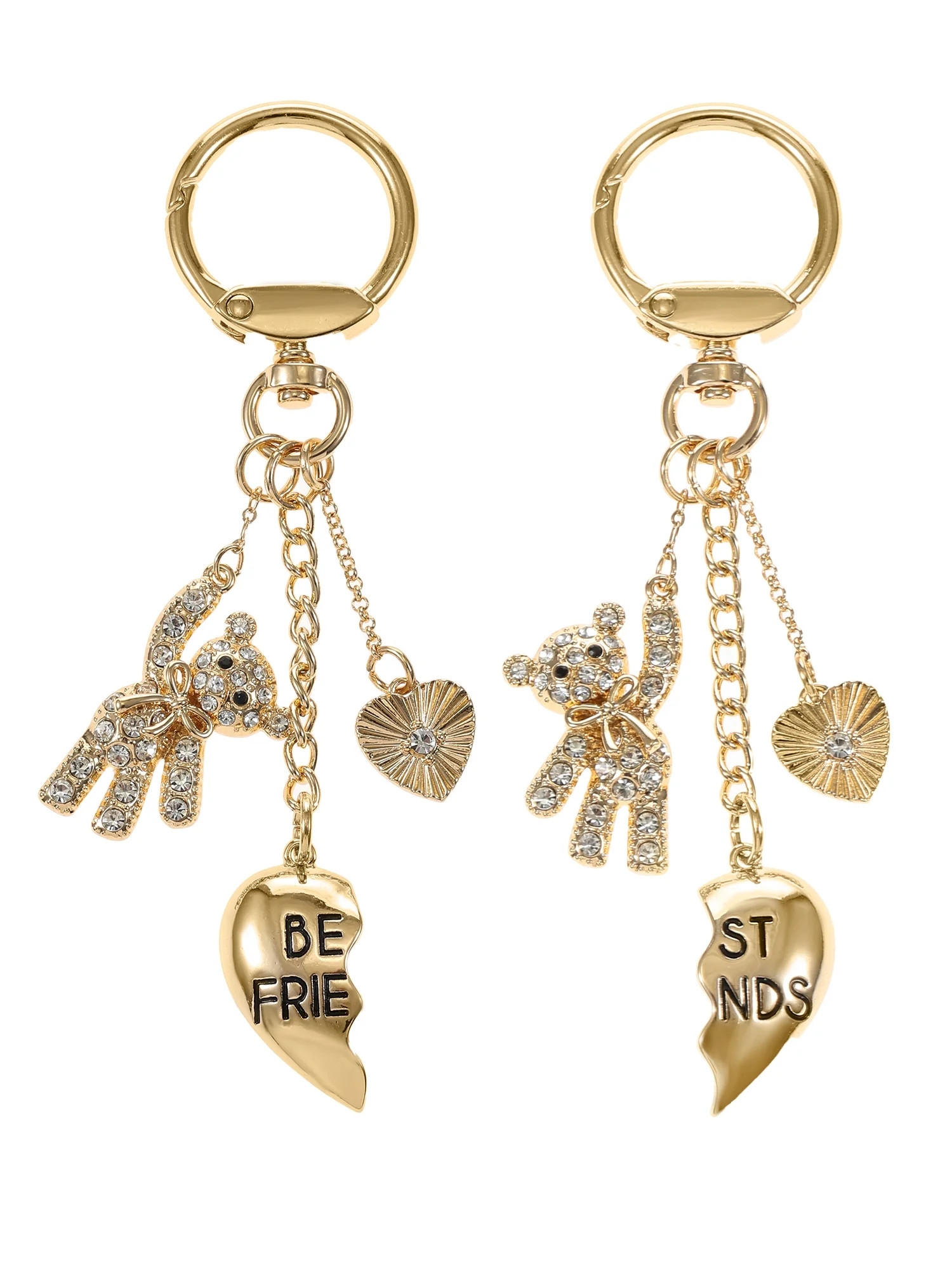No Boundaries Goldtone Best Friends Wear-One-Share-One Handbag Charms with Hearts and Teddy Bears... | Walmart (US)
