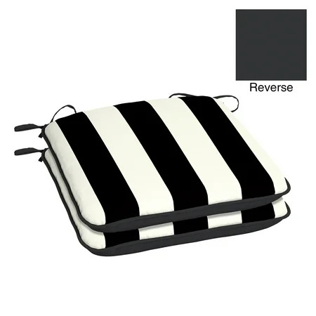 Better Homes & Gardens Black and White Ibiza Stripe 19"W x 18"D Outdoor Patio Universal Seat Pad ... | Walmart (US)