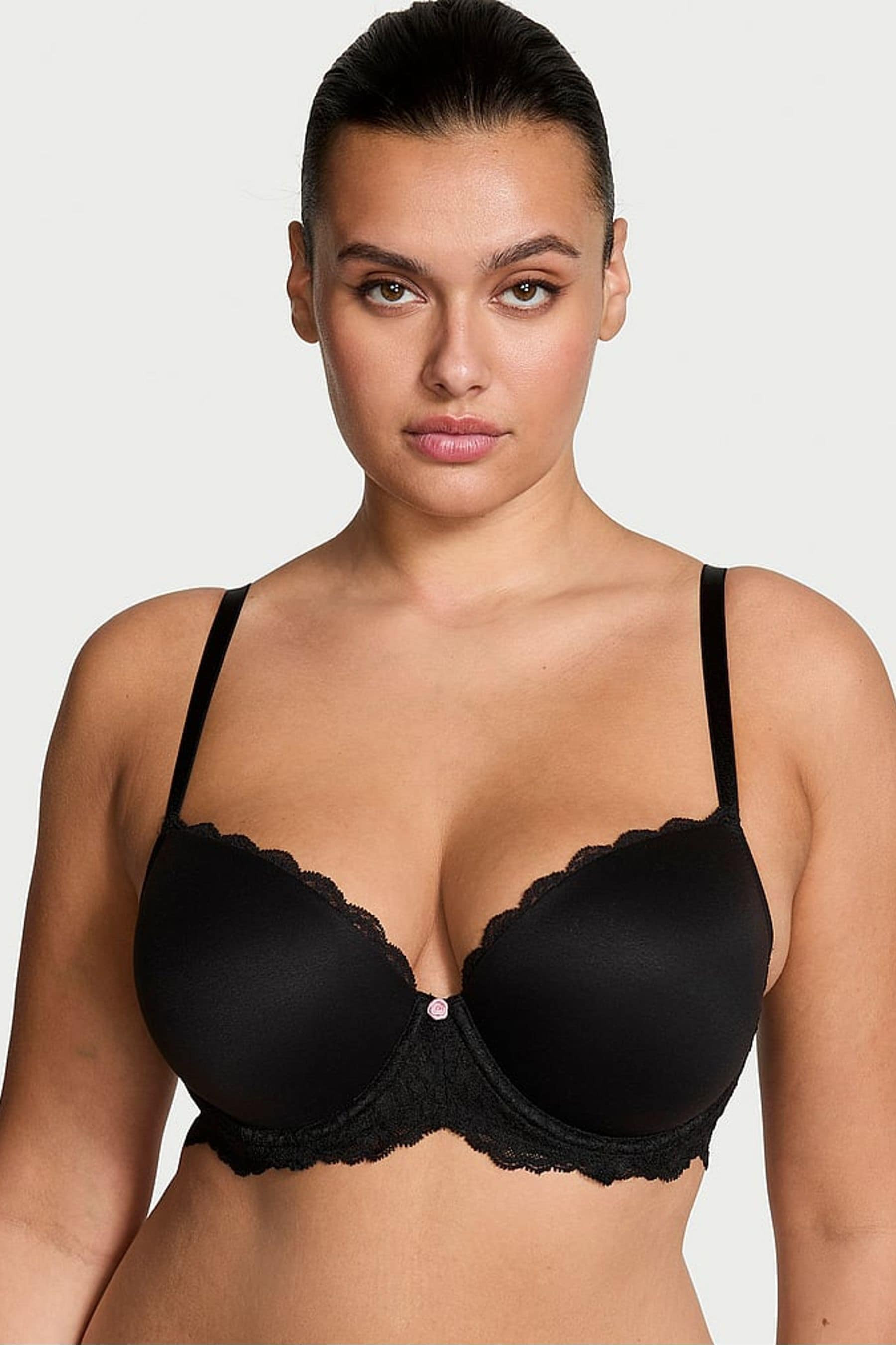 Victoria's Secret Black Lace Trim Lightly Lined Demi Bra - black lace trim | Victoria's Secret UK