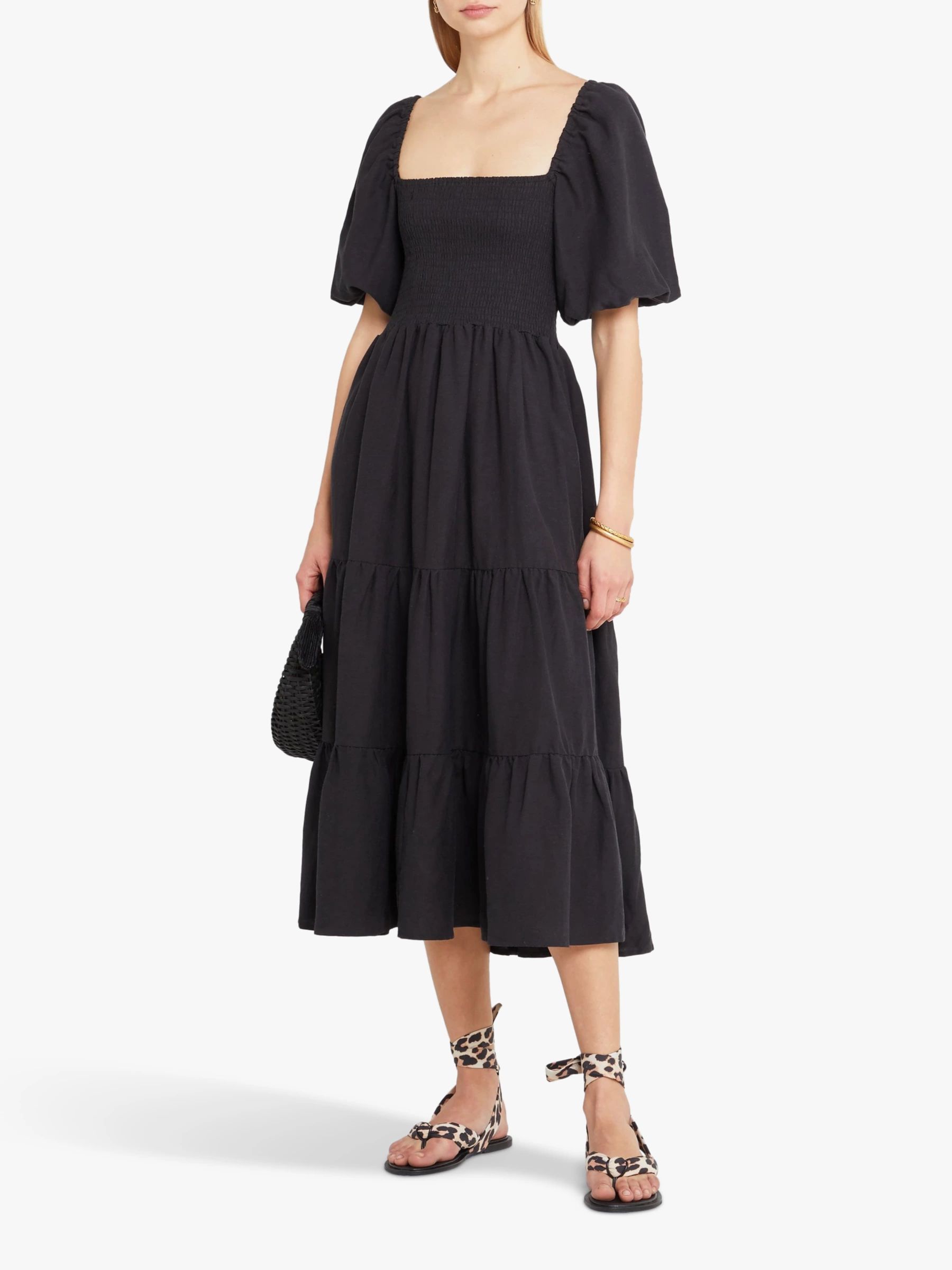 o.p.t Hera Linen Blend Dress, Black | John Lewis (UK)