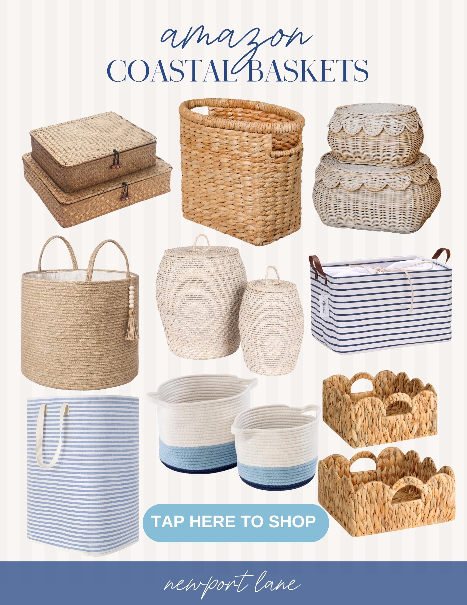 Here's how to easily stash away clutter and add a touch of beautiful coastal decor to your space with these coastal baskets from Amazon!

laundry hampers, coastal living, decor inspo, nursery storage, home organization, woven baskets, home styling, storage bins

#LTKSeasonal #LTKFindsUnder100 #LTKHome