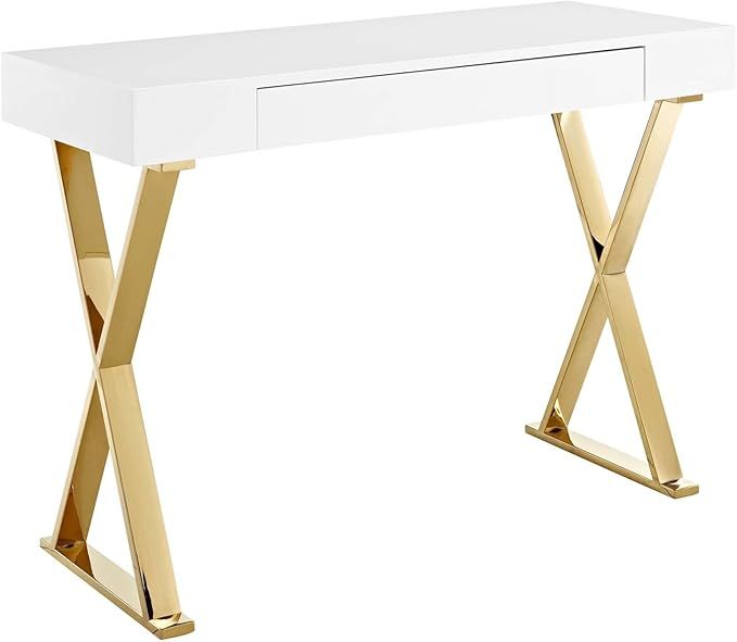 Modway Sector Console Table, White Gold | Amazon (US)