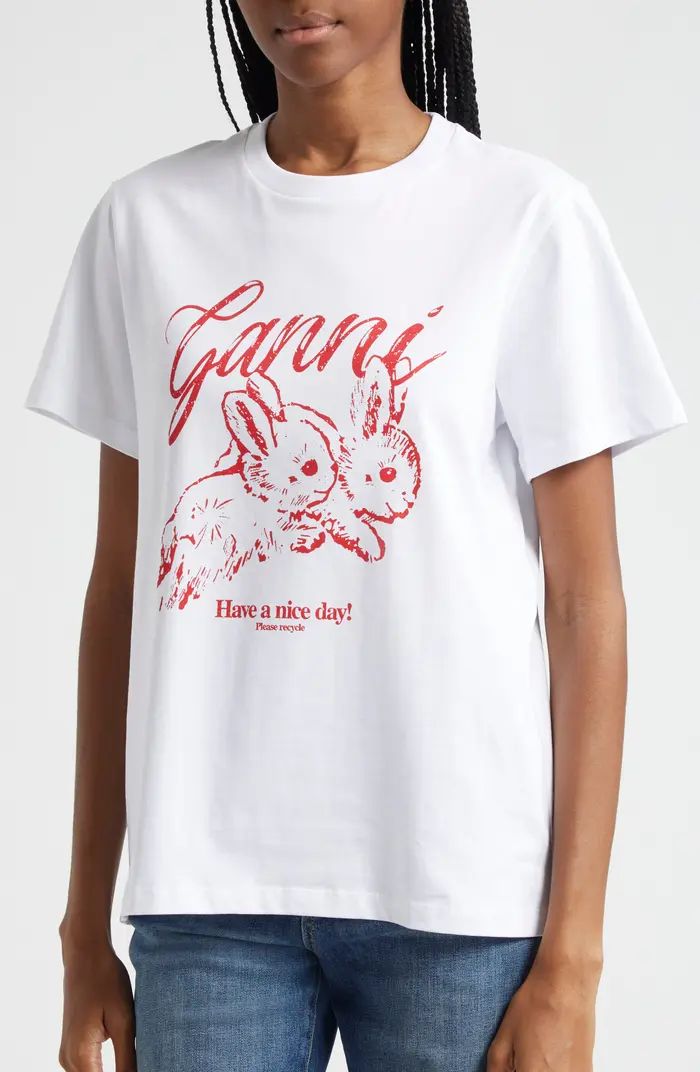 Ganni Kitty Organic Cotton Graphic T-Shirt | Nordstrom | Nordstrom