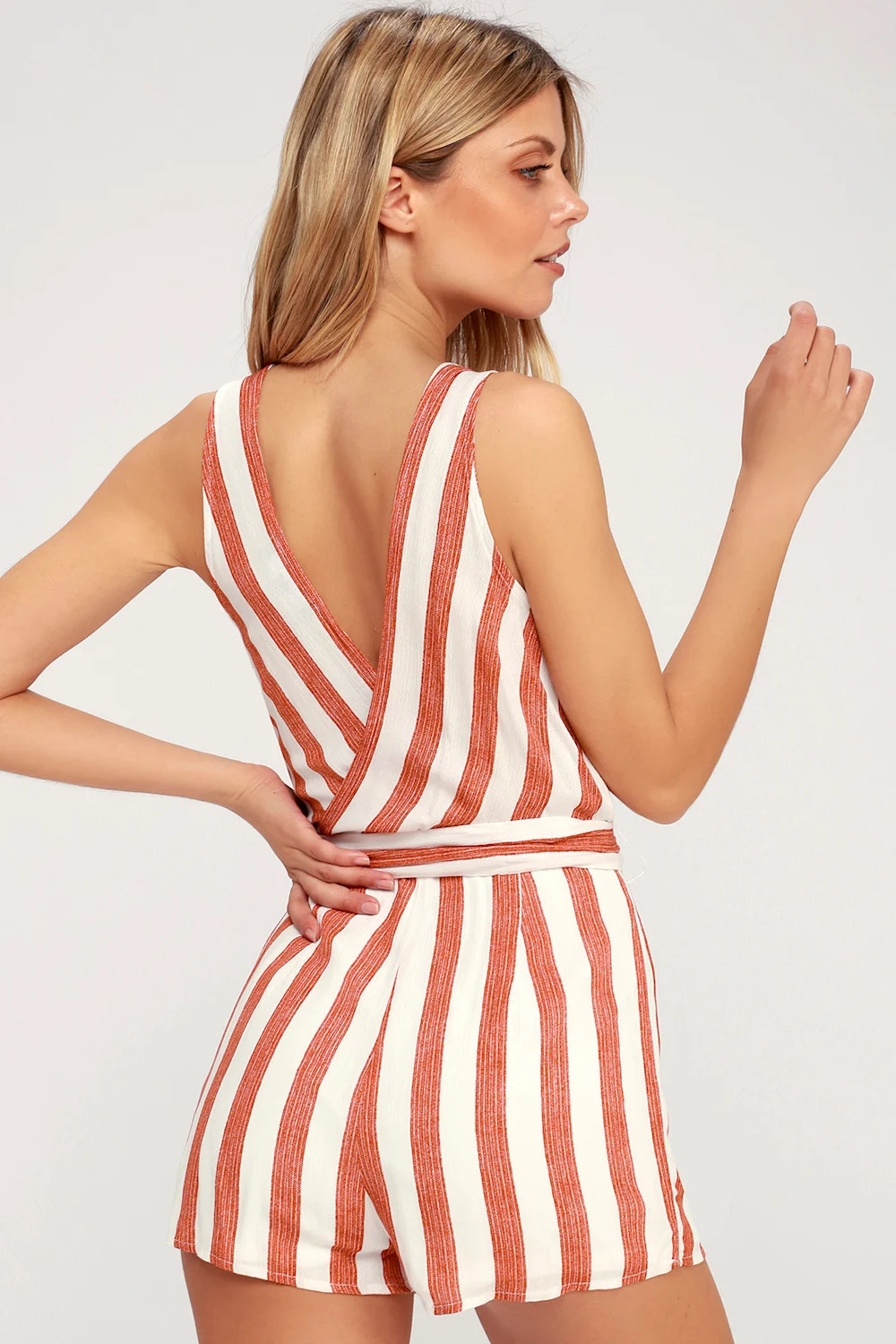 Pier Pleasure Red and White Striped Romper | Lulus (US)
