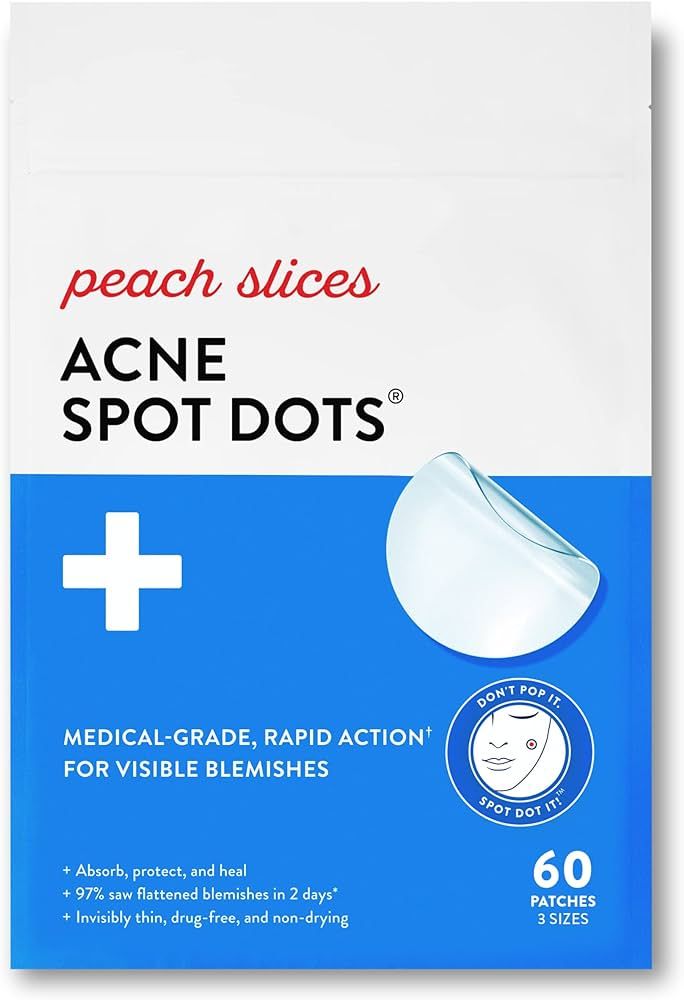 Peach Slices | Acne Spot Dots | Hydrocolloid Acne Patches | For Zits, Blemishes, & Breakouts | Ve... | Amazon (US)