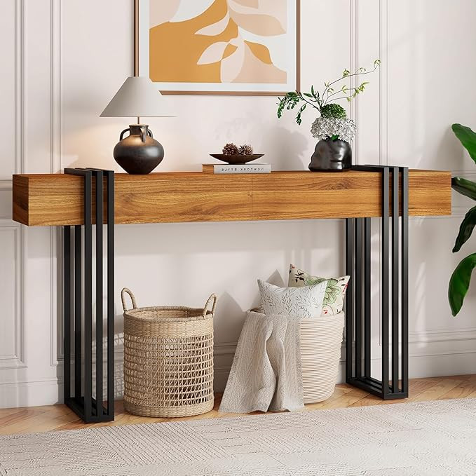 knoworld 63 Inch Long Console Table, Industrial Sofa Table Behind The Couch Rectangular Entryway ... | Amazon (US)