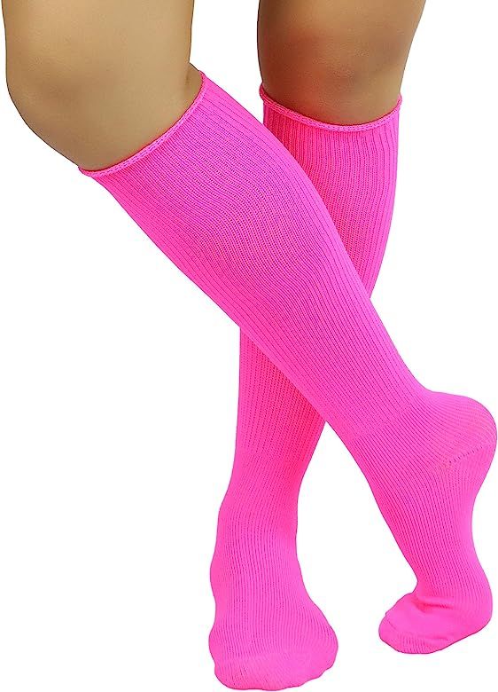 ToBeInStyle Women’s Solid Vibrant Colorful Acrylic Ribbed Knee High Socks | Amazon (US)