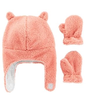 Carter's Baby Girl 2-Piece Sherpa Hat & Mittens Set | Macys (US)