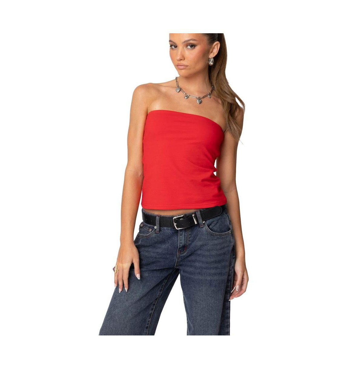Edikted Women's Built In Bra Tube Top - Red | Macy's