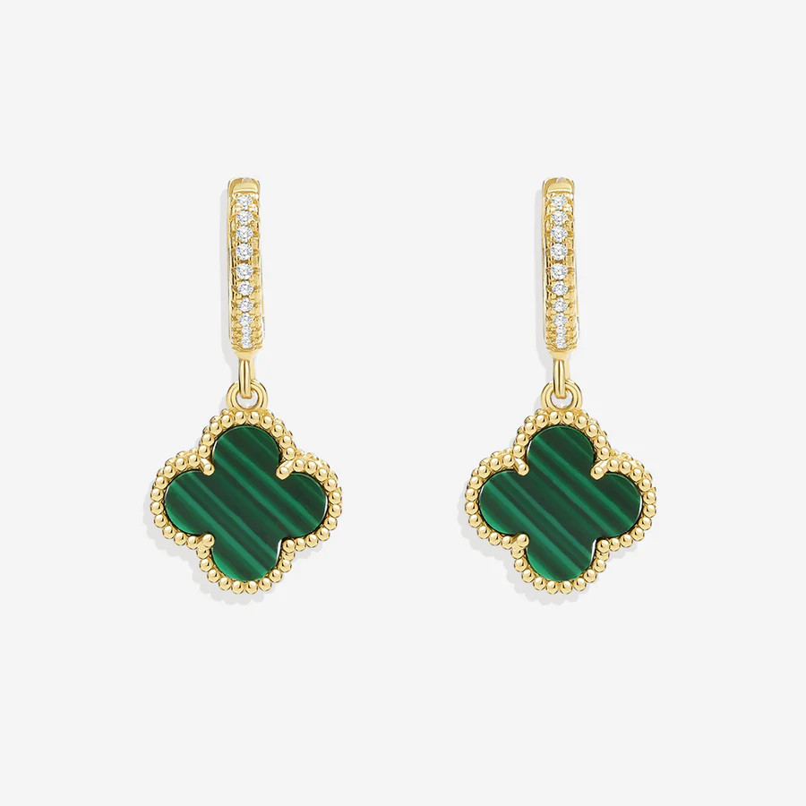 Pave Clover Drop Earrings | Mint & Lily