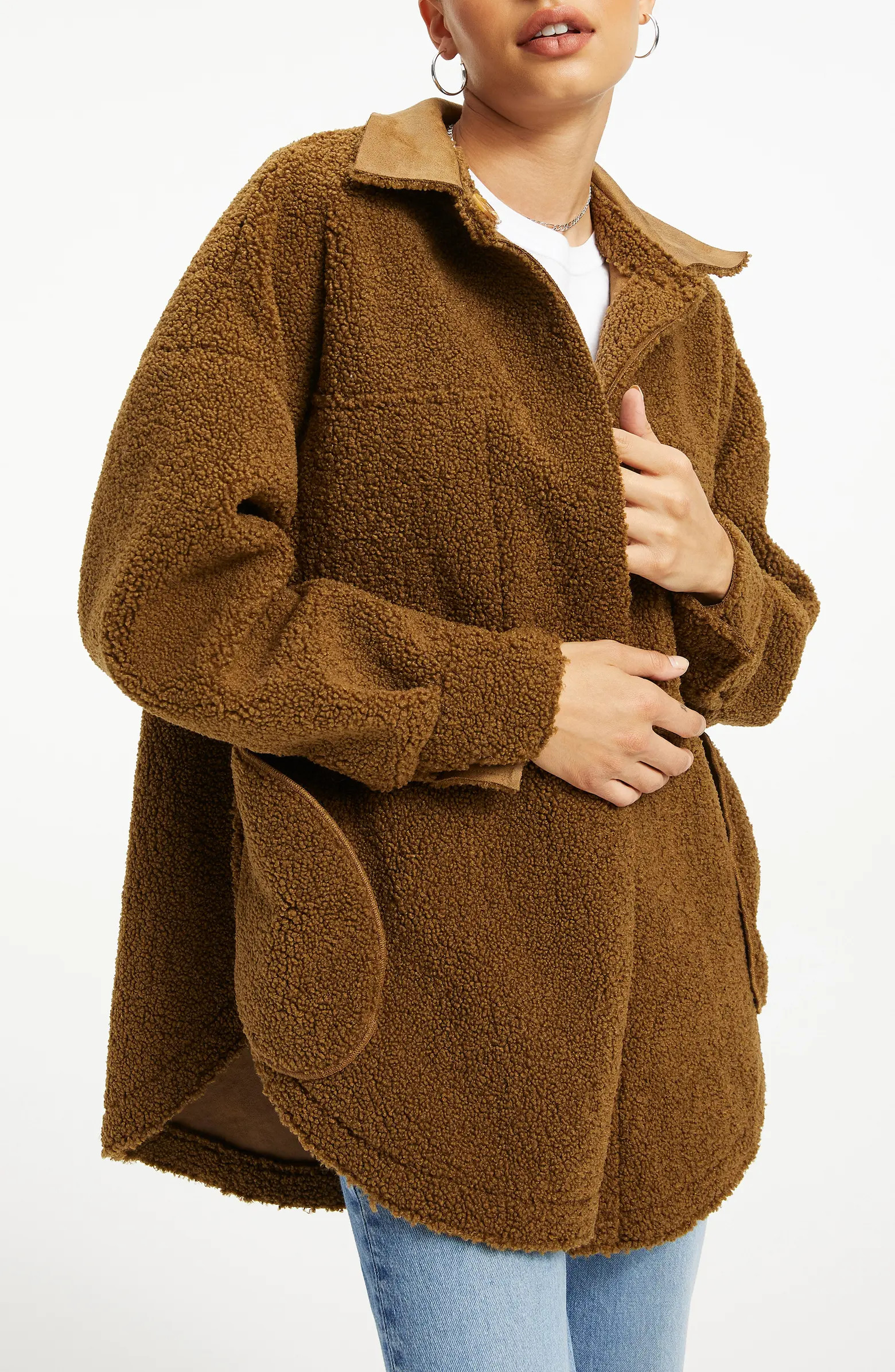 Faux Shearling CoatGOOD AMERICAN | Nordstrom