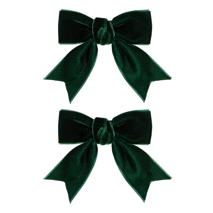Cute Dark Green Velvet Hair Bow Clips 3" Fall Bowknot Alligator Barrettes Hairpins for Baby Girls... | Amazon (US)