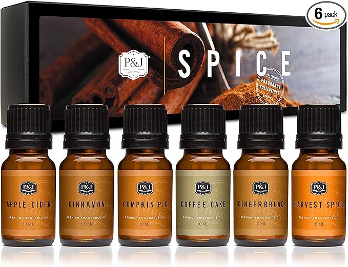 P&J Trading Spice Set of 6 Premium Grade Fragrance Oils - Cinnamon, Harvest Spice, Apple Cider, C... | Amazon (US)