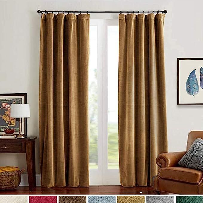 Lazzzy Velvet Curtains 84 Room Darkening Blackout Curtains Thermal Insulated Window Super Soft Lu... | Amazon (US)