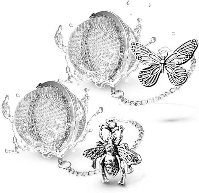 2pcs TeaSanavie Tea Infuser，Loose Tea Steeper Couple Handmade Honey Bee & Butterfly Tea Straine... | Amazon (US)