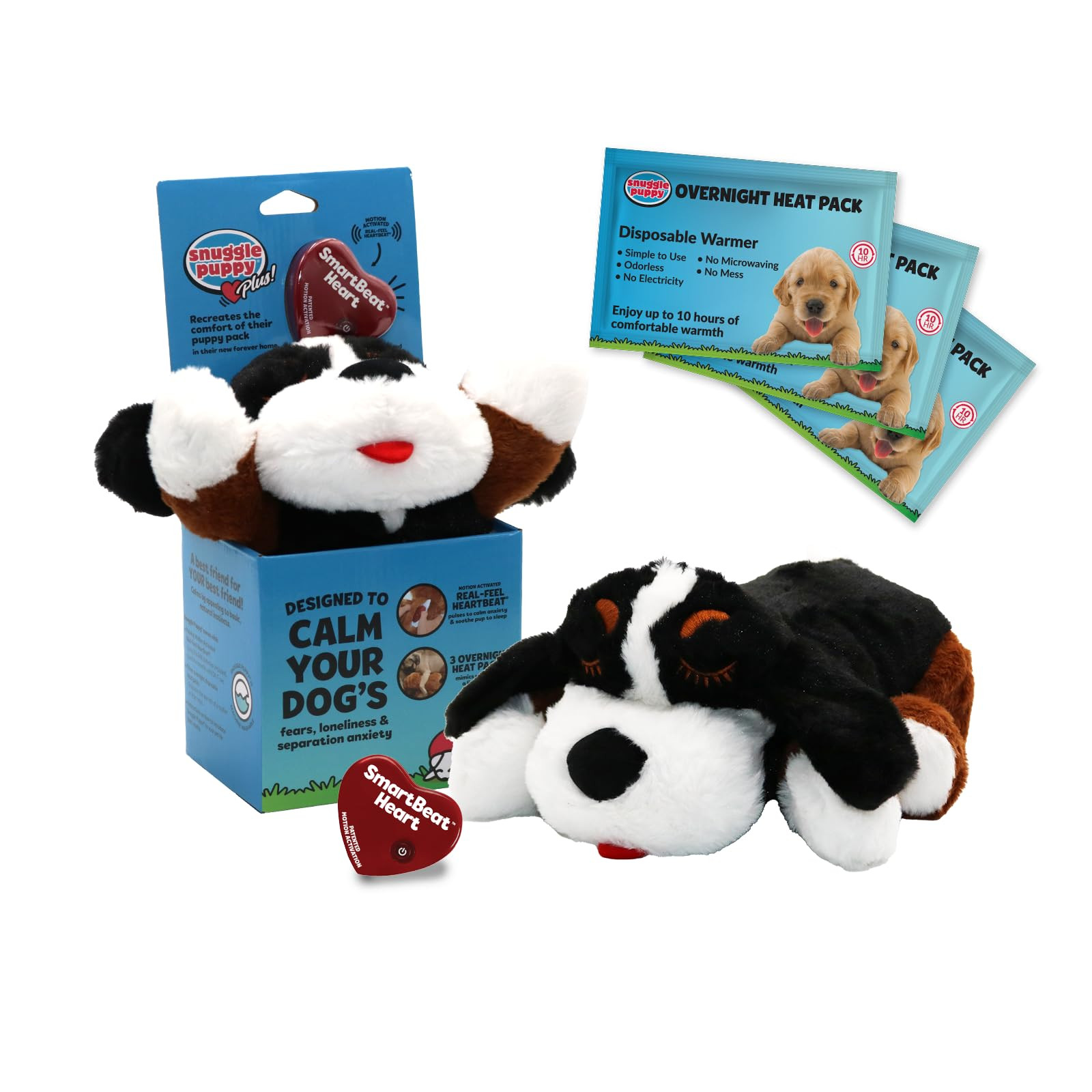 Snuggle Puppy Plus Dog Toys with 3 Heat Packs & New Motion Activated RealFeel Heartbeat - Dog Anx... | Amazon (US)