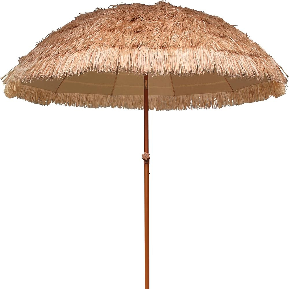 AMMSUN 7.5ft Hula Thatched Tiki Patio Beach Umbrella Hawaiian Style 10 Ribs UPF 50+ with Tilt Car... | Amazon (US)
