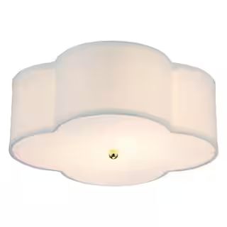 17 in. 2-Lights White Linen Flush Mount with Acrylic diffuser | The Home Depot