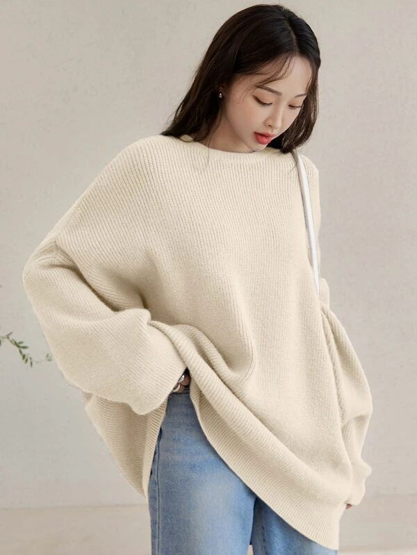 DAZY Solid Drop Shoulder Oversized Sweater  SKU: sw2209088815765993(1000+ Reviews)9-5 Style Winte... | SHEIN