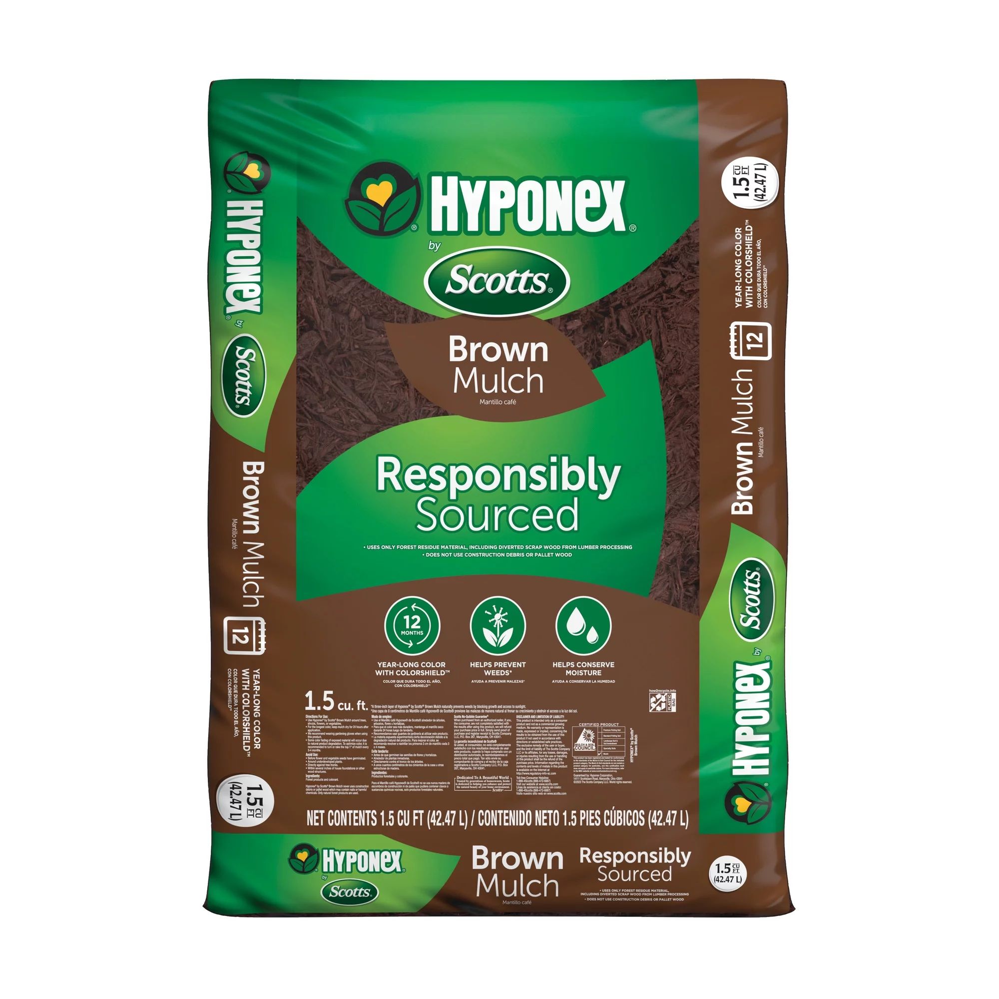 Hyponex by Scotts Brown Mulch, for Landscapes and Gardens, 1.5 cu. ft. | Walmart (US)